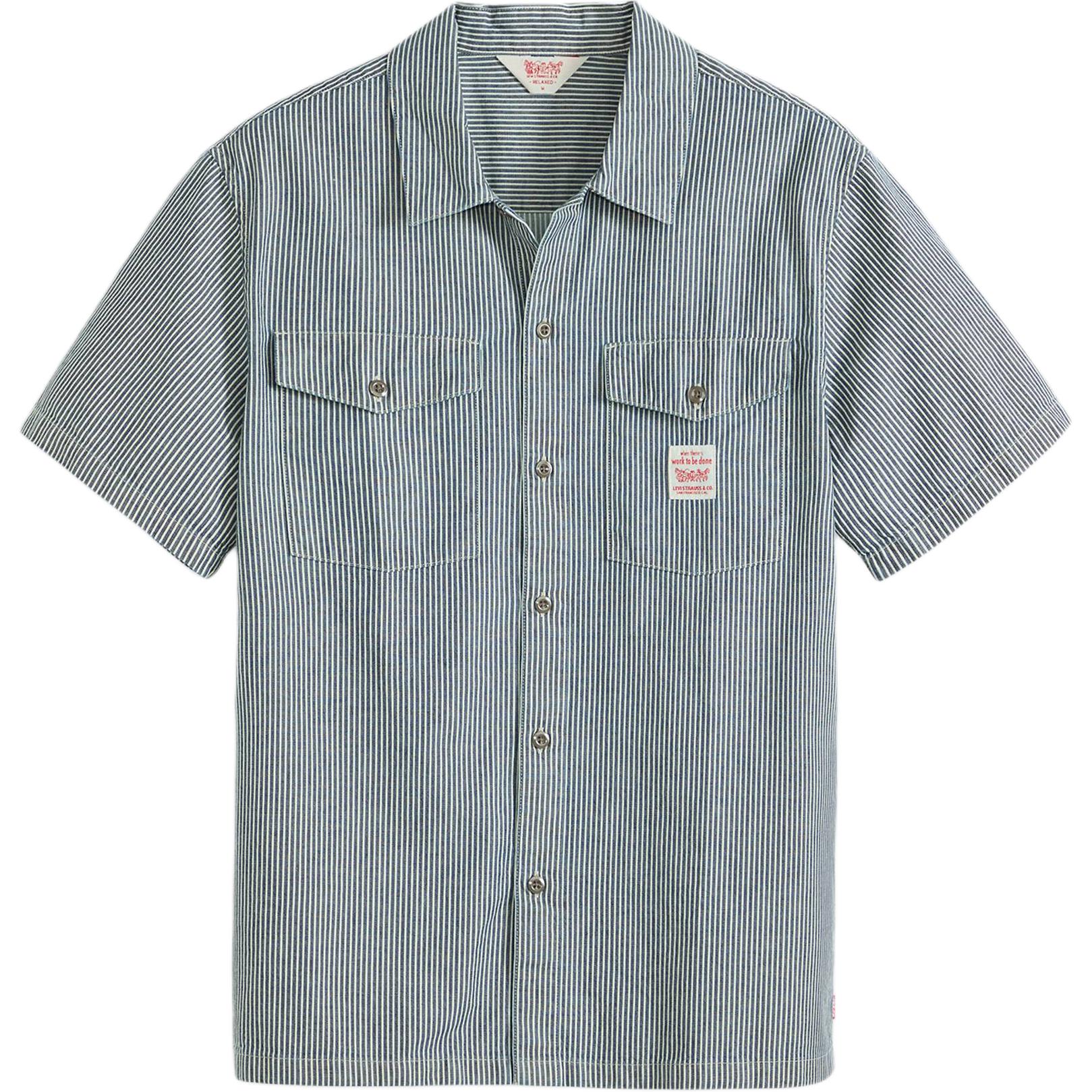 

Levi s Men s Short Sleeve Striped Denim Shirt Blue 003O1-0004 S