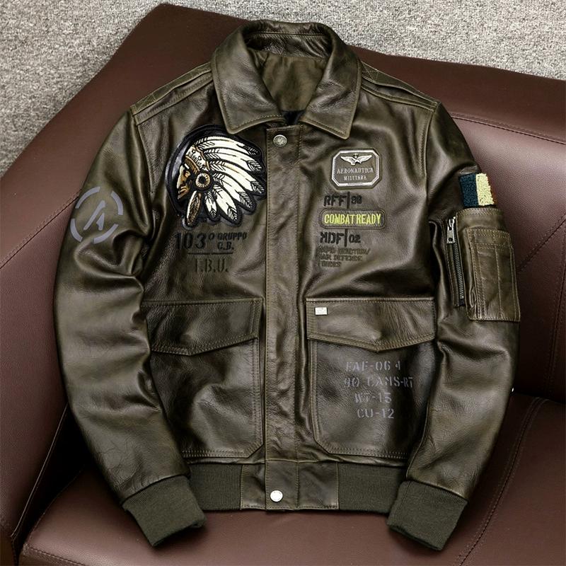 

Новая байкерская куртка мужская из натуральной кожи короткое пальто конская кожа летная куртка-бомбер с индийской вышивкой S малиновый