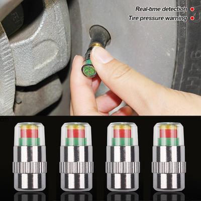 4Pcs Car Tire Pressure Monitor Pressure Gauge Indicator Alert Monitoring Valve Cap Sensor External Detec Tire Pressure Indicator