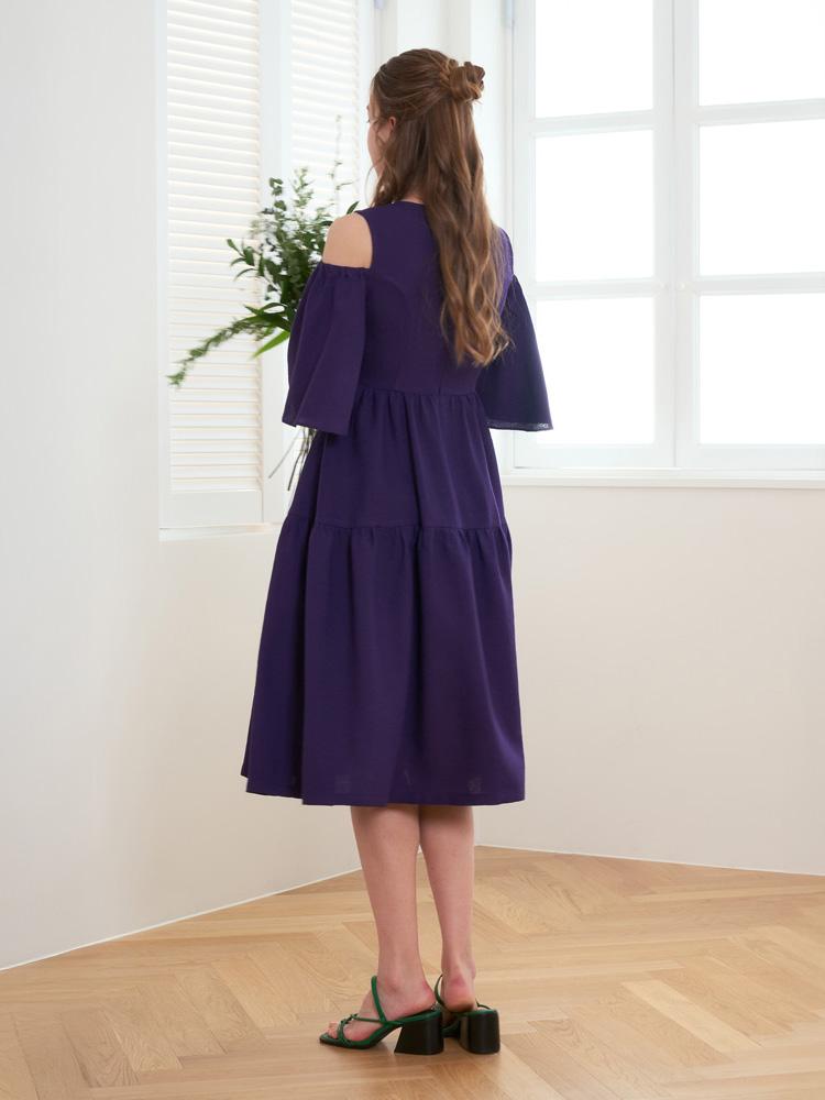 L By L Purple Off-Shoulder Flare Dress