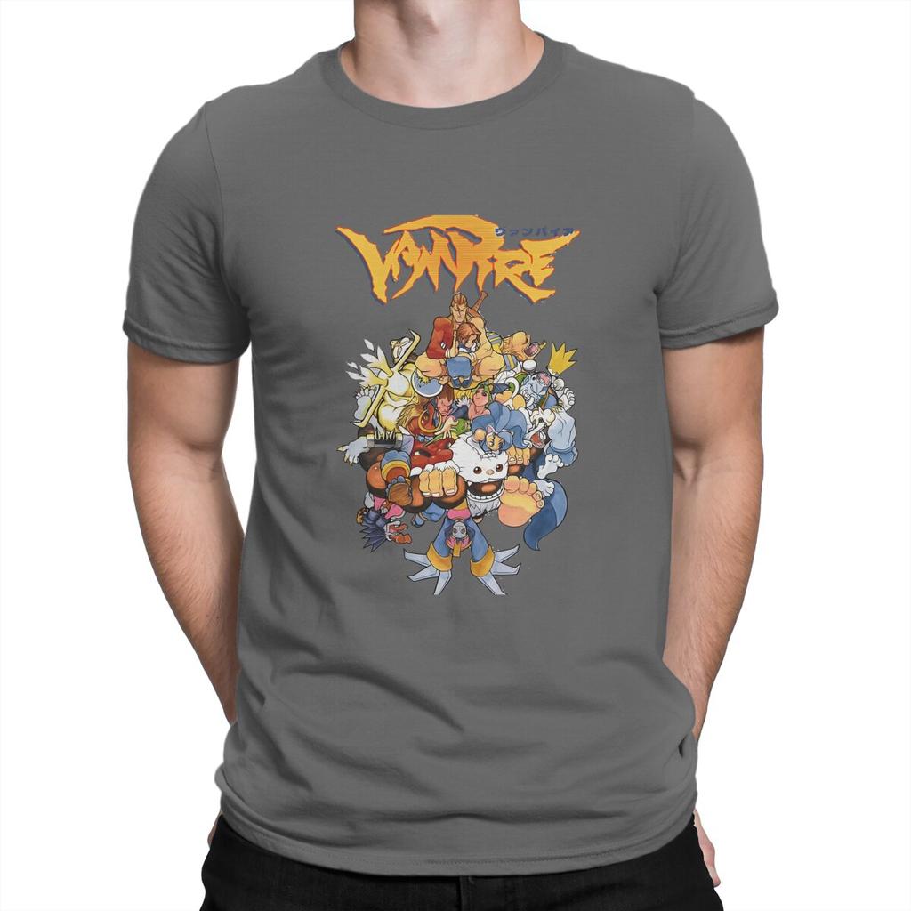 Vampire  The Night Warriors Men TShirt Darkstalkers Game O Neck Tops Fabric T Shirt Funny High Quality Birthday Gifts