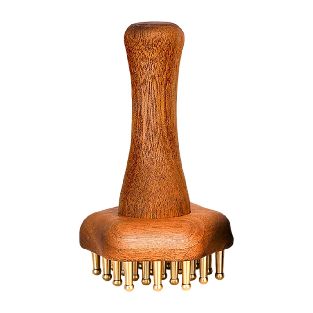 Wooden Massage Body Brush Manual Ergonomic Handle Portable Deep Tissue Copper Head Gua Sha Massage Brush, Body Gua Sha For Adults Styling
