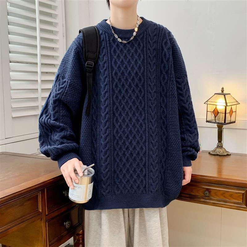 

Горячая распродажа, новый осенне-зимний повседневный свитер с круглым вырезом, вязаный свитер, большой размер, свободный свитер 185 синий