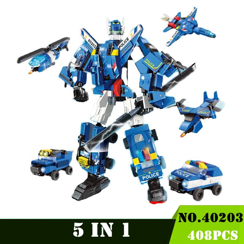 

Трансформация 6 в 1, городской полицейский динозавр, меха, деформация, робот-охранник, набор просветляющих блоков, детское образовательное здание gd40203