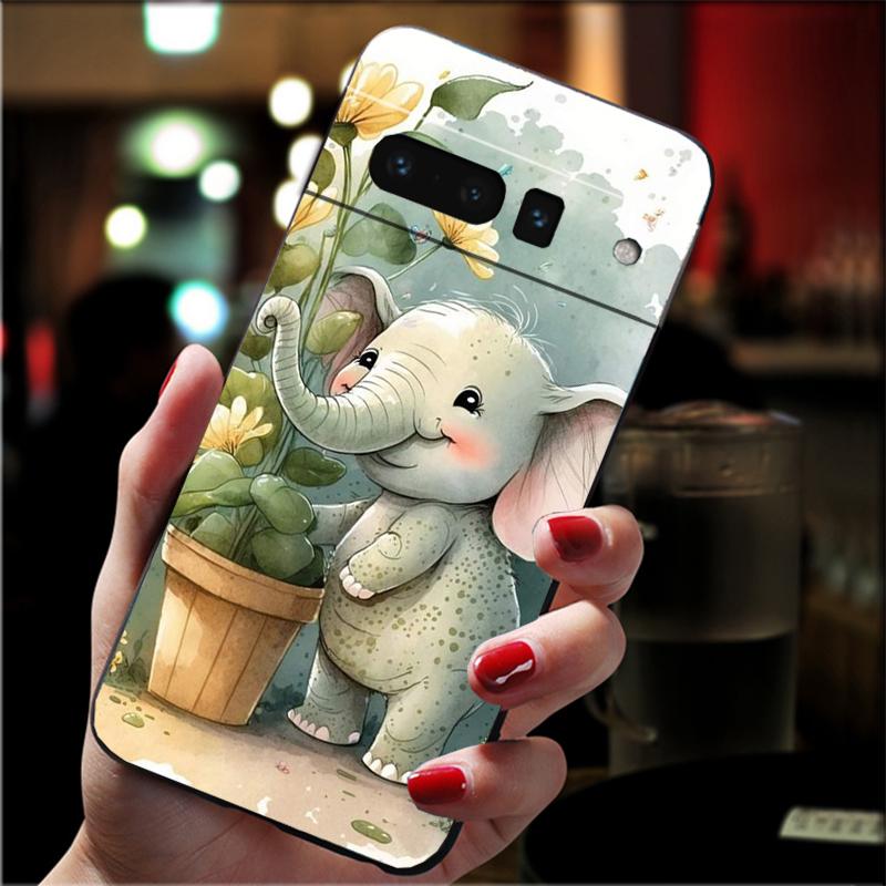 Cute Cartoon Baby Elephant Phone Case For Google Pixel 8 7 Pro 7A 7 6A 6 Pro Pixel 8A 4A 3A 4 XL Pixel 5 6 4 3 3A XL