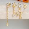 Cross-Border Earings Set Chain Star Moon Ear Rings Fashion Eight-Pointed Stars Earrings Women's Four-Piece