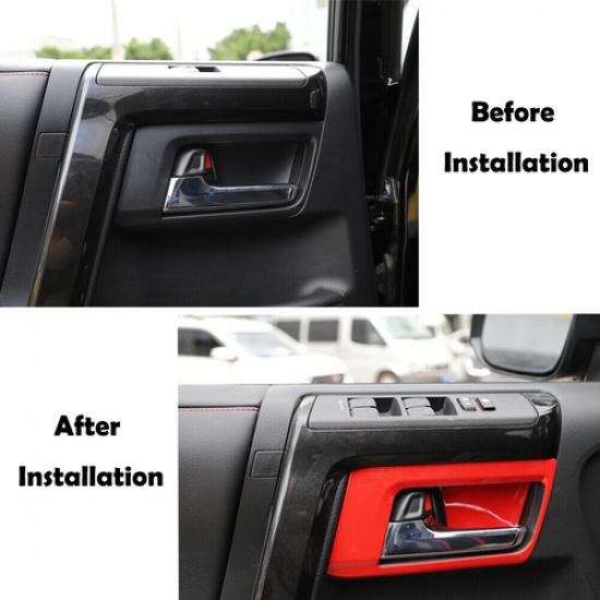 4X Red Interior Door Handle Bowl Frame Cover Trim For 4Runner 2010+Accessories