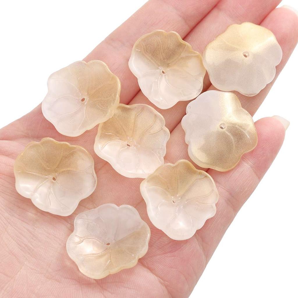 5pcs [22x25mm] Three-dimensional Lotus Leaf Beads Transparent Half-Color Lotus Leaf  Glass Accessories DIY Handmade