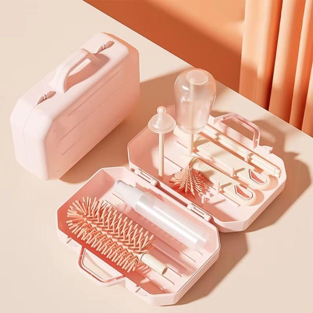 

Baby Bottle Brush Set Silicone Bottle Drying Rack Multifunction Bottle Scrubber Gifts синій
