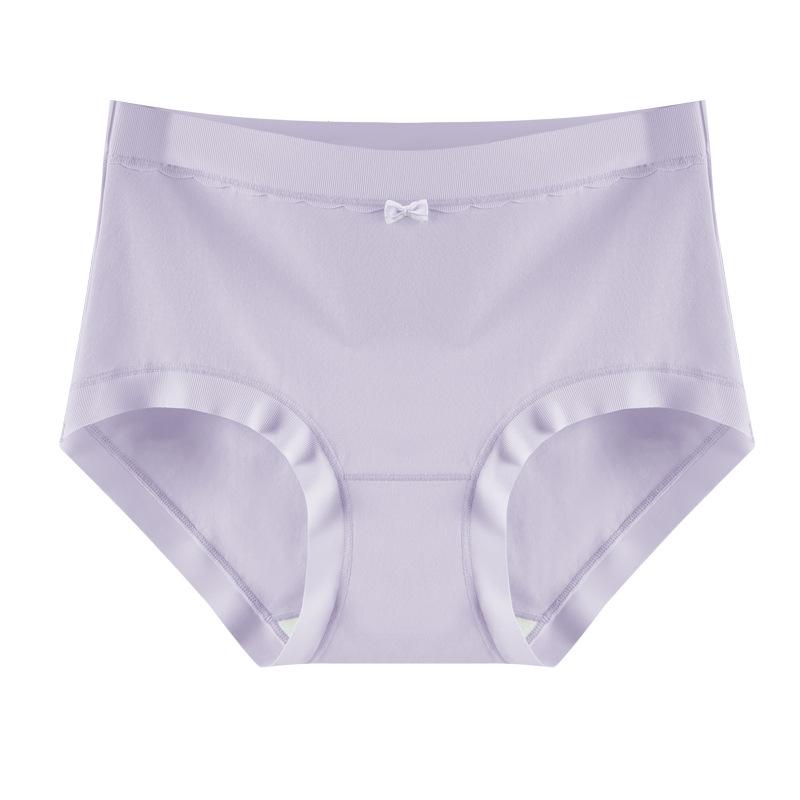 Women's Mid-Waist Breathable Cotton Underwear with Mulberry Silk Crotch and Antibacterial Seamless Design