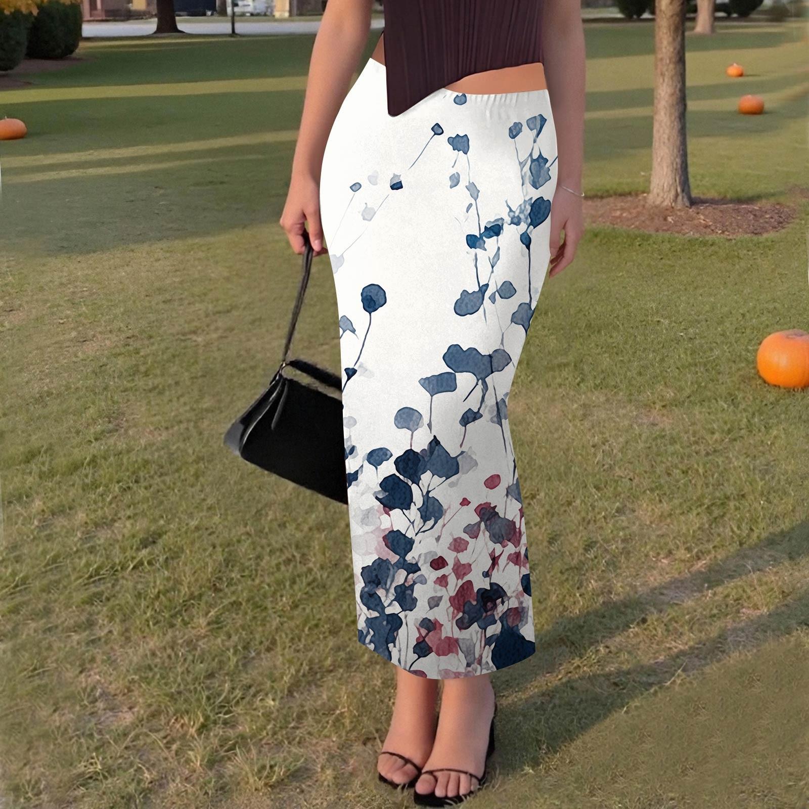 

Женская повседневная модная юбка с разрезом «рыбий хвост» с градиентным принтом, эластичная узкая юбка до середины тела L тёмно-синий