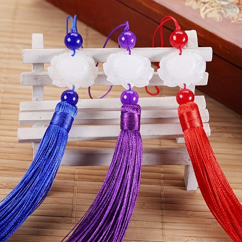 10 Stück künstliche Jade-Fächeranhänger in verschiedenen Farben, kombiniert mit Quasten (Hanfu), können für Party- und Feiertagsdekorationen verwendet werden.