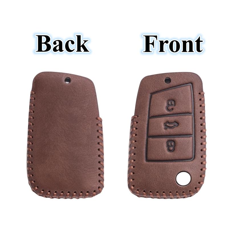 Étui en cuir pour clé de voiture à distance, porte-clés, housse pour VW Volkswagen Passat CC Golf Santana Bora Polo LAVIDA Tayron Tharu Tiguan