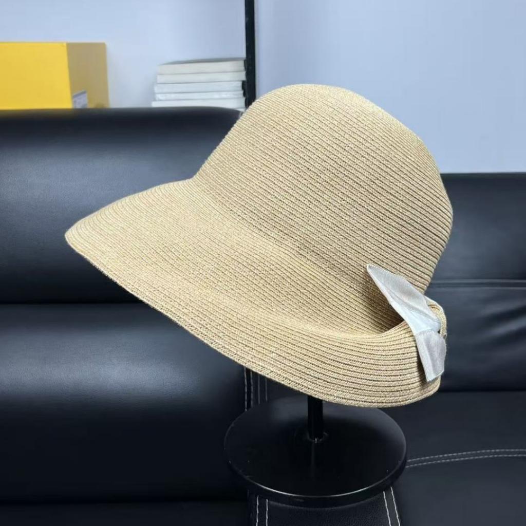 New summer travel sunscreen hat, big eaves, sunshade bow, versatile face, small foldable straw hat women