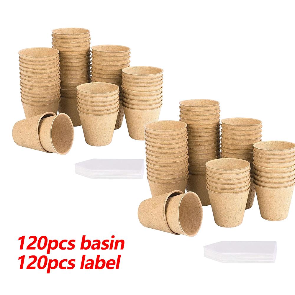 Disposable Plant Germination Pot with Drainage Holes, Biodegradable Pulp Seedling cup,Garden Plant Nursery Pots Seed Trays Set