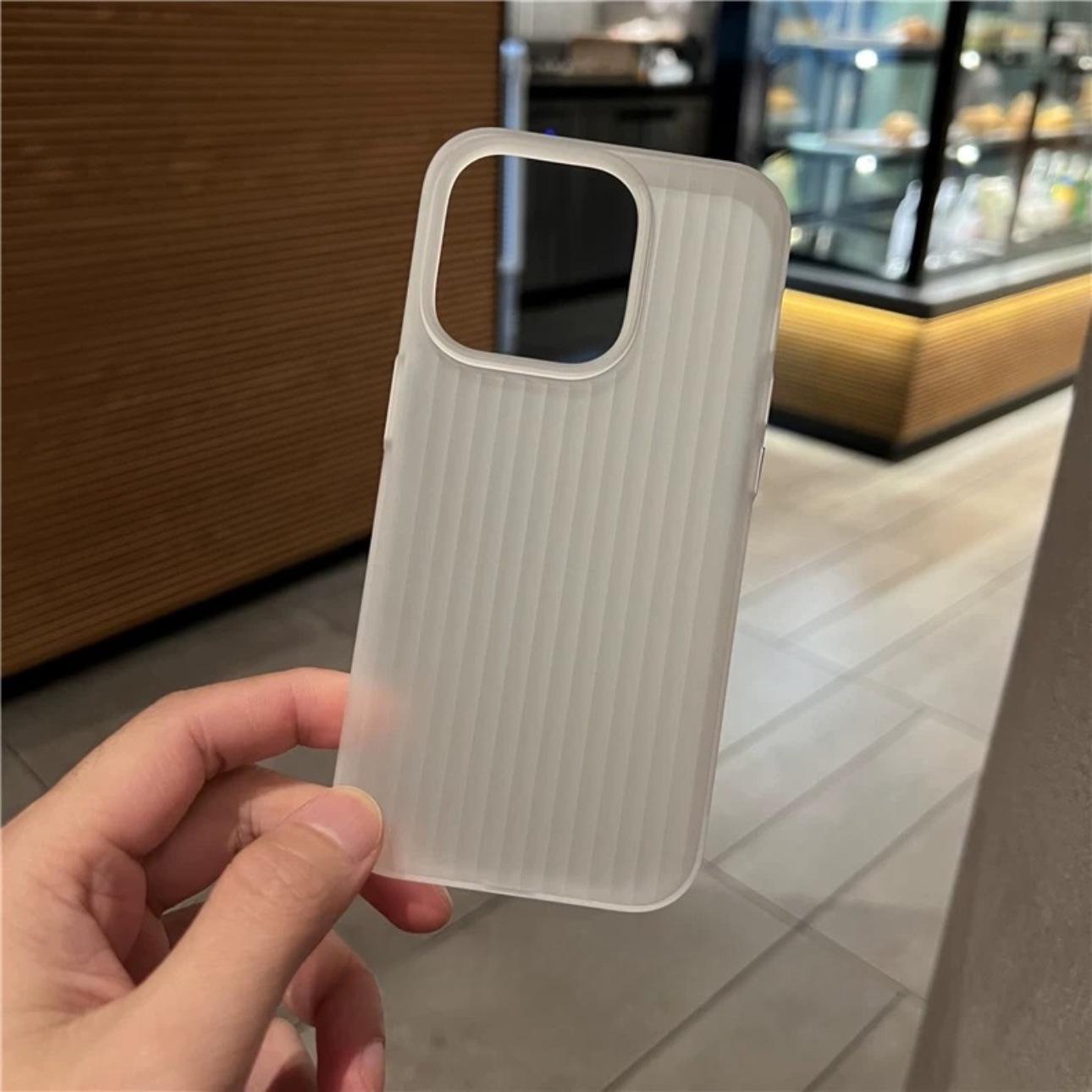 Corrugated Pattern Phone Case for iPhone 14 Pro Max, 15 Pro Max, and Apple 17/16 Transparent Models Apple 14 Pro Max