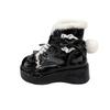 Sweet hairball bow snow boots 2025 new thick-soled plush warm cute winter cotton boots