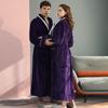 Thickened Plaid Flannel Couple's Bathrobe - Women's Plus Size & Men's Extra Long Fleece Robe