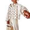 Women's Casual Solid Color Beach Crochet Long Sleeve Sweater Pullover