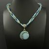 1PC European and American Bohemian style imitation gemstone pendant necklace handmade rice beads woven ethnic style retro sweater chain