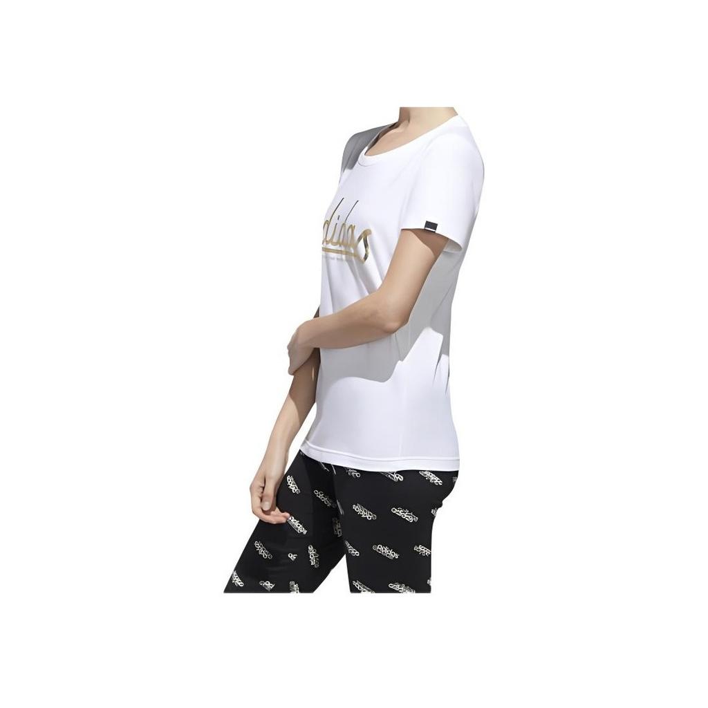 adidas Colgt Foil Print Short Sleeve T-Shirt Women Tops White FM6174