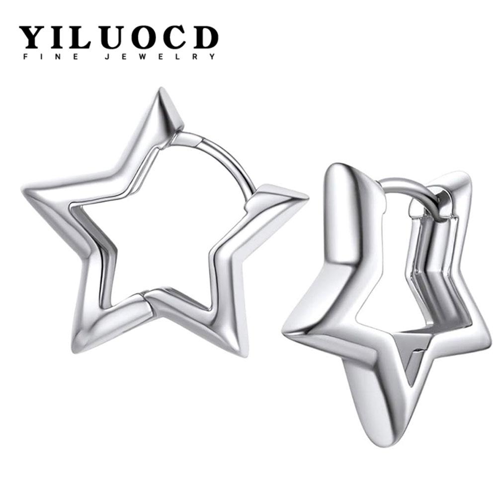 Hypoallergenic Starlike Earrings 18K Gold Plated Star Shape Hoop Earrings for Women Star Ear Buckle Minimalist Jewelry