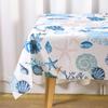 Marine Tablecloth Coral Starfish Design Polyester Table Cover for Ocean Theme Birthday Party Supplies Spring Holiday Table Decor
