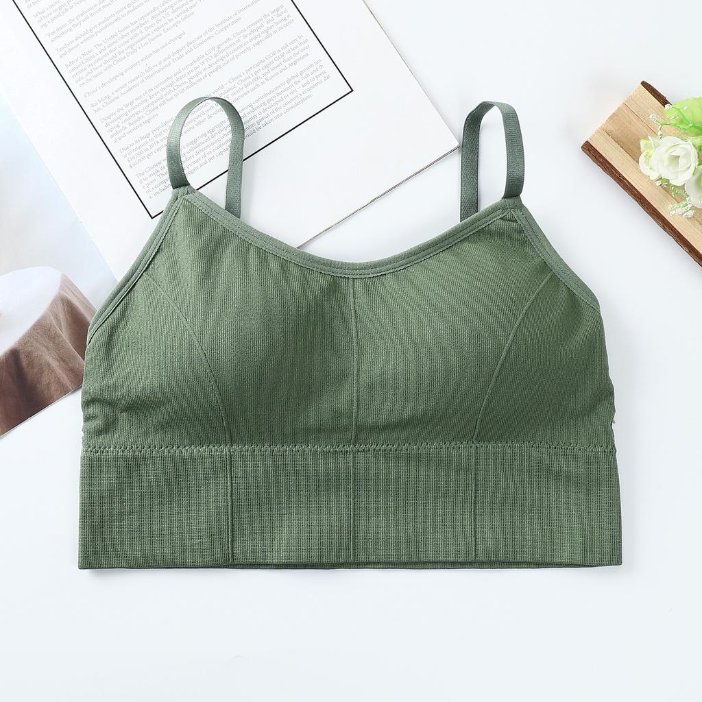 Women's Ribbed V-Neck Cami Top, Seamless U-Back Bralette with Built-in Bra