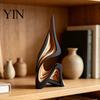 Scultura Artistica Astratta in Legno Regalo Decorativo di Lusso, Statuetta Solida Moderna Minimalista per Soggiorno Decorazione in Legno Artigianale Decorazione Tavolo Stanza,