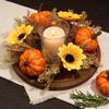 3PCS Harvest Festival Artificial Maple Leaf Candlestick Wreath, Candle Wreath, Photography Props, Home Decor, Party Decorations