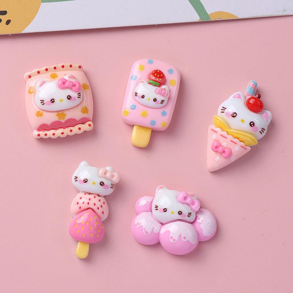 10Pcs New Mini Kawaii Cartoon Bright Food Kittenseries Flat Bottom Scrapbook  Diy Jewelry Making Hairwear Accessorie A36