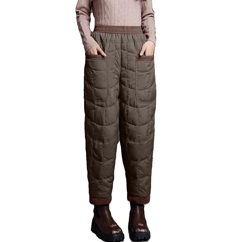 Women Warm Pants Lightweight Down Cotton Loose Large Size Casual Warm Harem Pants Warm Women's Pants