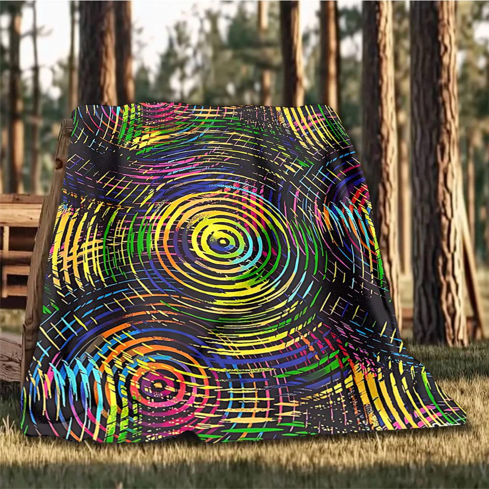 1pc Colorful CirclesOutdoor Blanket, Soft And Comfortable Blanket, Casual Warm Outdoor Blanket, Good Birthday Gift yy260328051