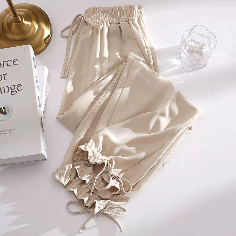 

Женские спортивные брюки из ледяного шелка - Летний тонкий стиль, Шифоновые повседневные брюки-гаремы до щиколотки, подходящие для миниатюрных, с драпировкой для защиты от солнца, брюки-фонарики 4XL абрикосовый