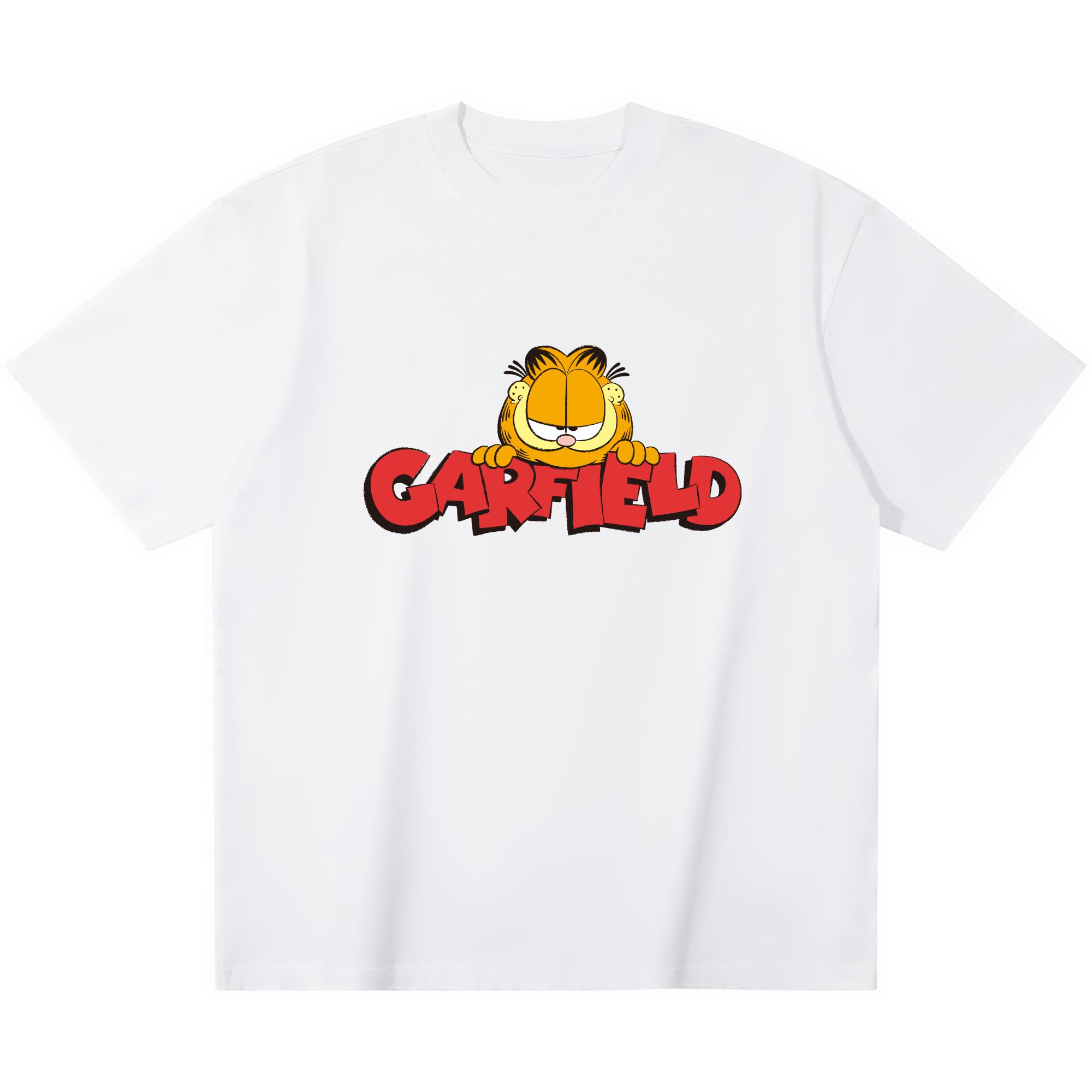 Классическое лицо Гарфилда с принтом GARFIELD футболка с коротким рукавом американский бренд уличной одежды плотный хлопок свободный крой оверсайз парный топ S 2550₽