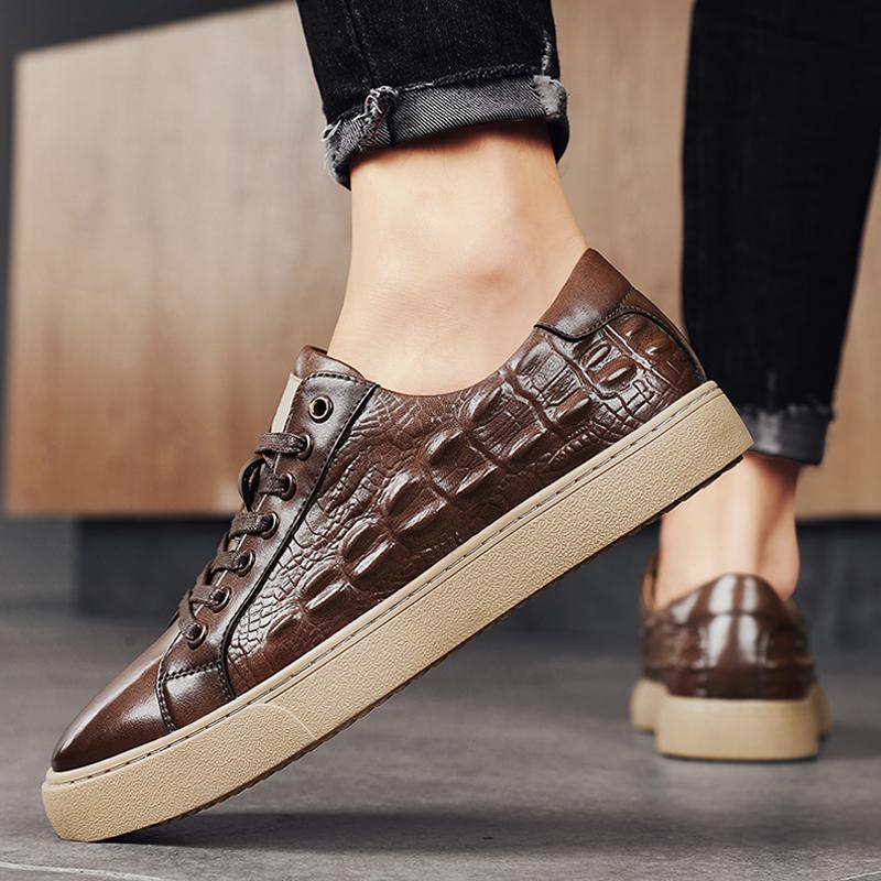 Modisch Trendige lässige Herren-Sneaker Leder Herren Business hochwertige Schuhe Schnürschuhe Bequem für Erwachsene Party- und Büroschuhe