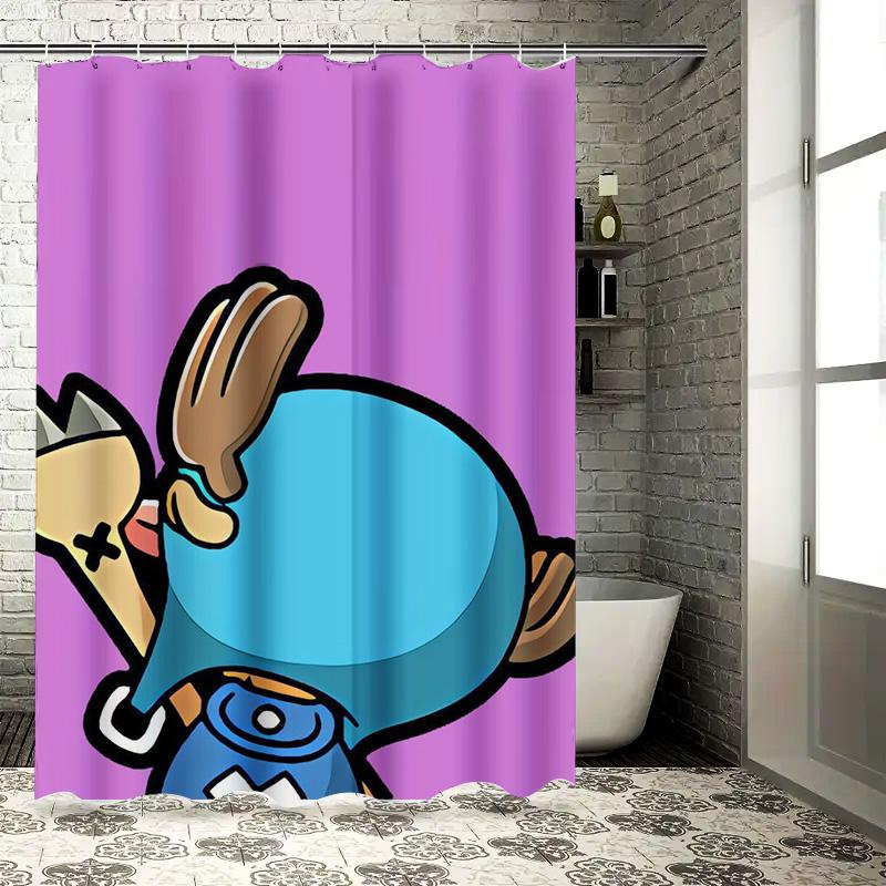 Cute Cartoon Character Design Waterproof Shower Curtain Heat Resistant Machine Washable Non-Transparent 180x180cm