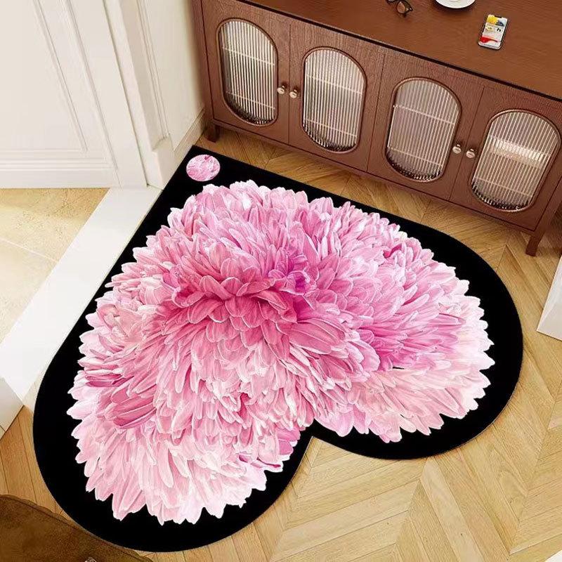 Love Shaped Entrance Door Mat Household Bathroom Entrance Non Slip Mat Decorative Floor Mat