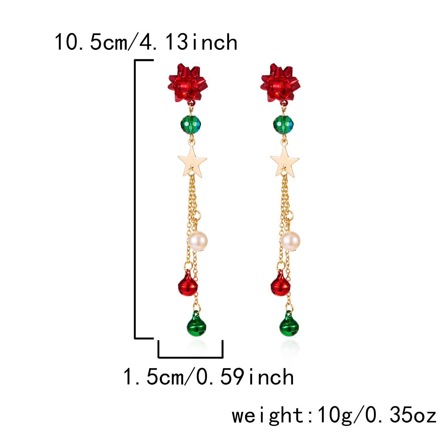 

Christmas Pearl Flower Star Bell Long Tassel Earrings Dangle for Women Crystal Zircon Snowflake Earring Girl Jewelry Gift