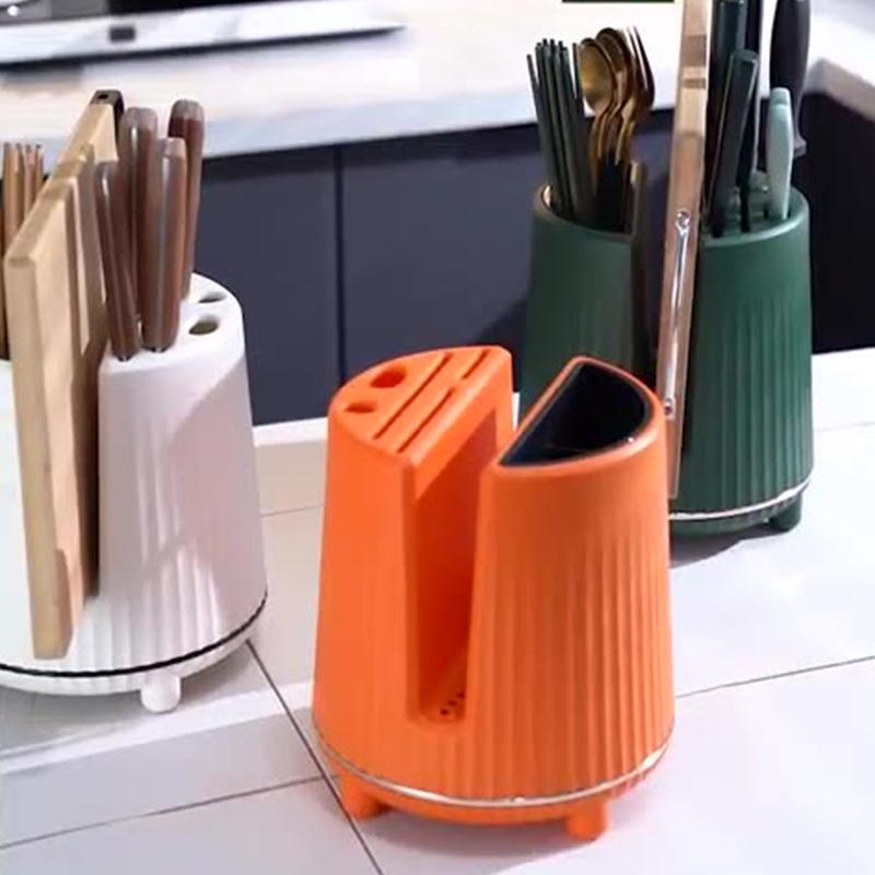 1Pc Rotating Knife Holder,Utensil Holder Cutlery Spoon Chopsticks Fork Storage Holder Organizer Multifunctional Kitchen Storage