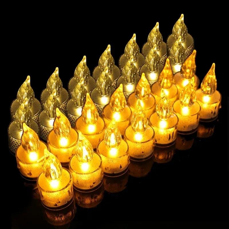 1/12PCS LED Candle Lights Flameless Battery Electronic Acrylic Lamp Crystal Wishing Tealight Warm Wedding Birthday Party Decor