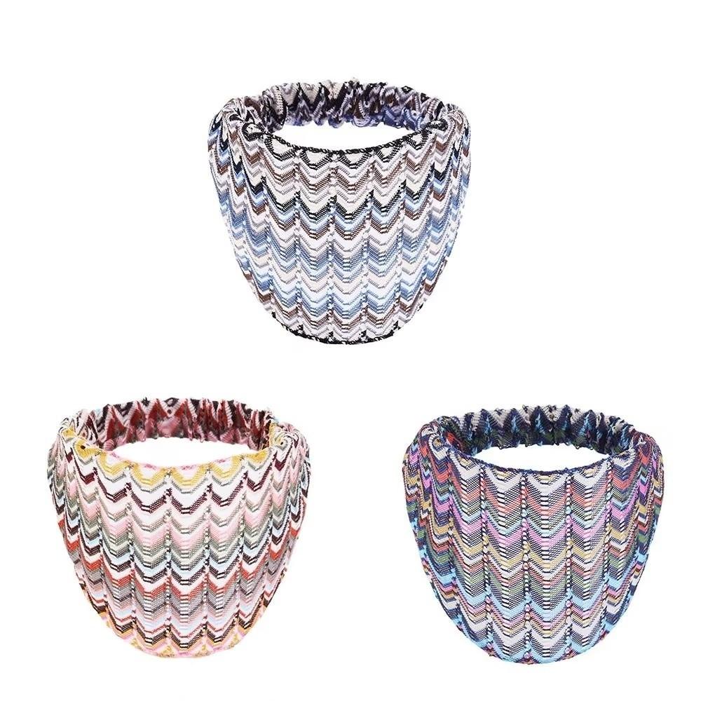 Colorful Hollow Lace Hairbands Non Slip Wide Side Head Wrap New Wave Mesh Headband