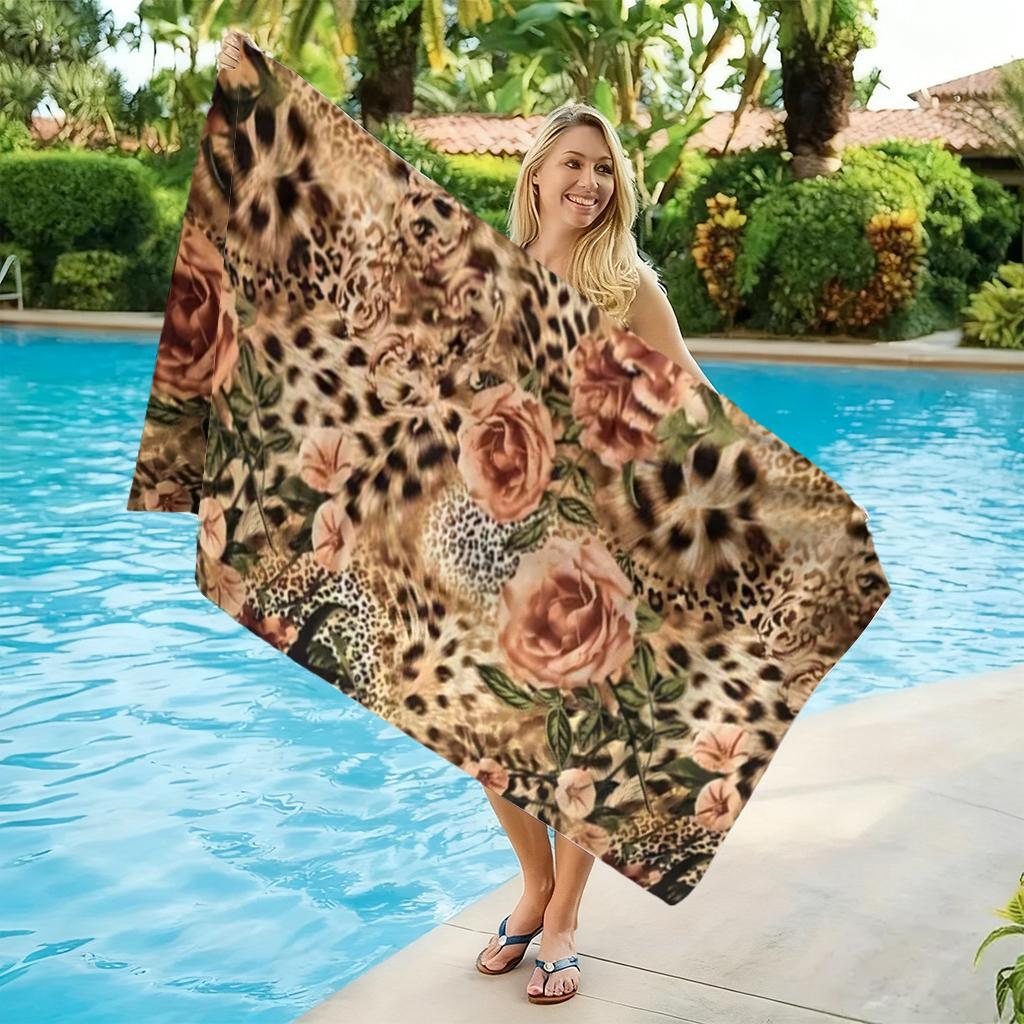 1pc Leopard Print Beach Towel Full of Wildness Quick-drying Super Absorbent Suitable for Beach Pool Yoga Summer Gift for Friends