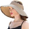 Packable Wide Brim Sun Hat with Ponytail Hole for Women's Beach and Summer Travel