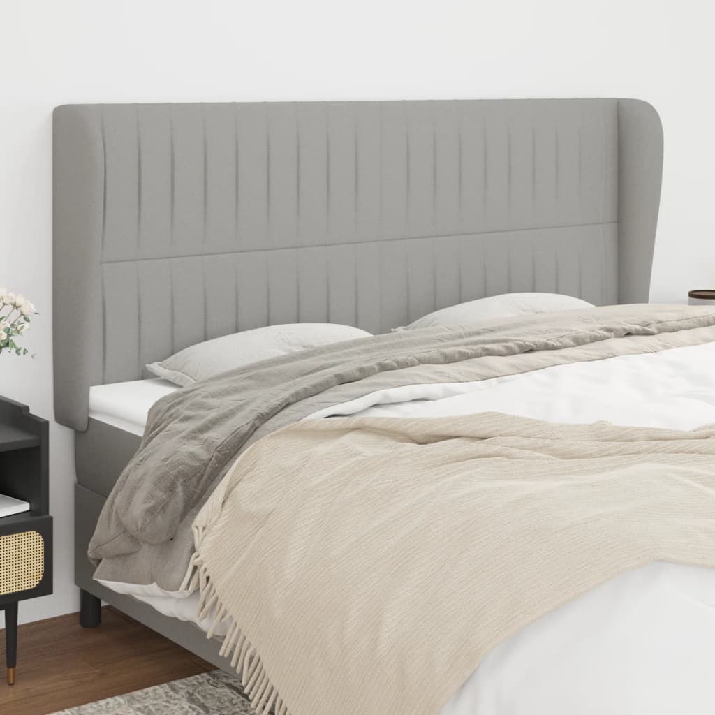 Vidaxl Wingback Headboard, Light Gray, 183X23X118/128 Cm, Fabric