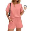 2026 Women's Casual Cotton Fashion Set: Round Neck T-shirt & Elastic Waist Shorts