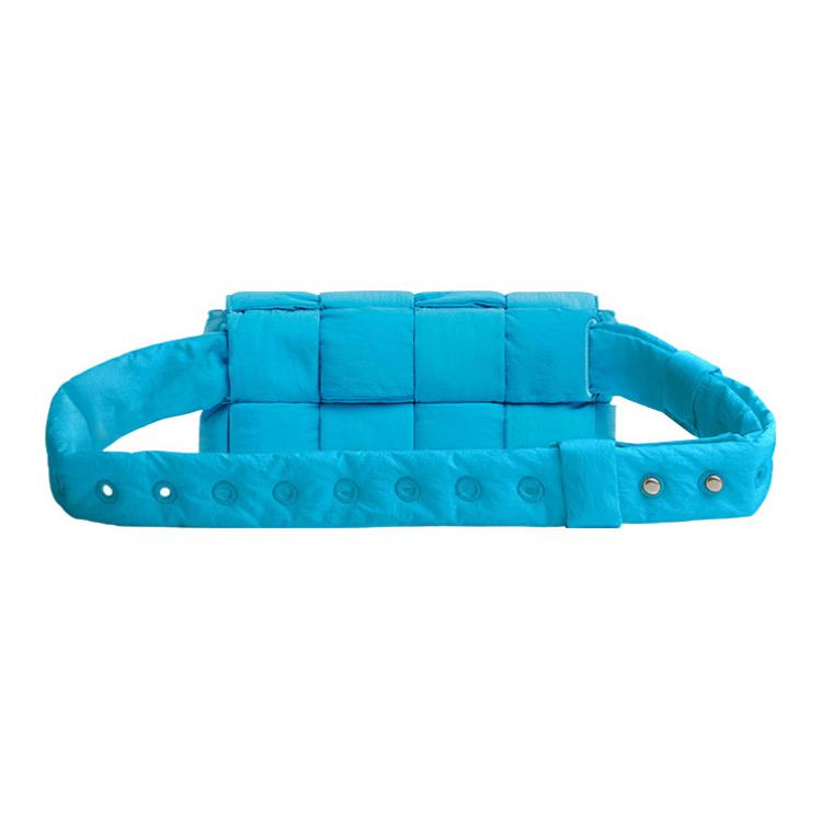 Bottega Veneta Cassette Intreccio Woven Magnetic Closure Nylon Mini Chest Bag Men bags Sky-Blue 679763VBO804617