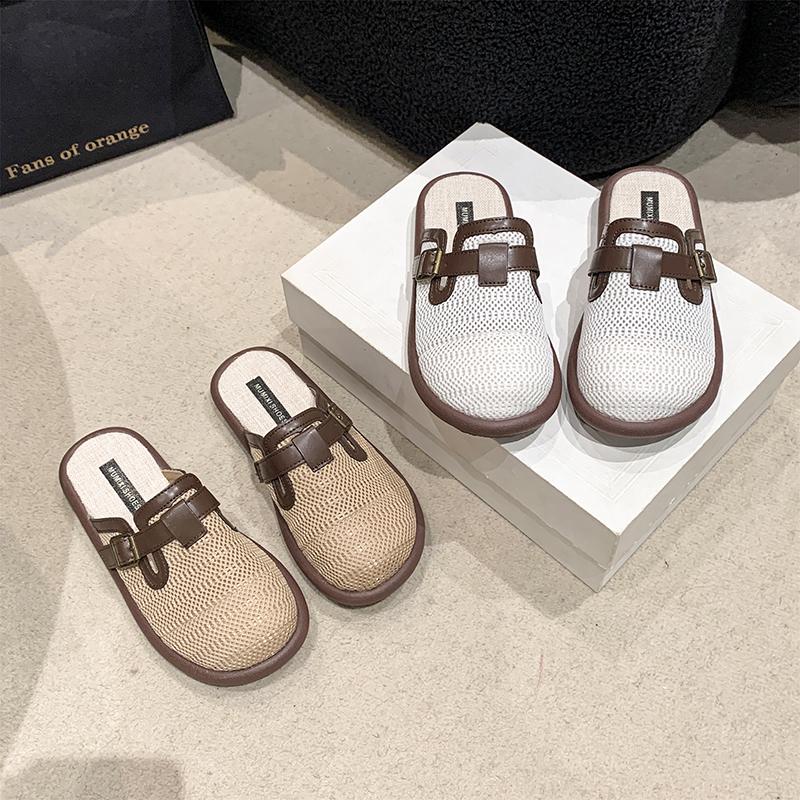 fashion 2024 Brand Shoes for Women Baotou Women's Slippers Fashion Belt Buckle Casual Slippers Women Hot Sale Light Flat Slipperszapatos