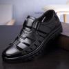 New men's leather sandals hollow breathable non-slip wear-resistant casual Korean version of middle-aged and elderly dad shoes 2025 direct sales