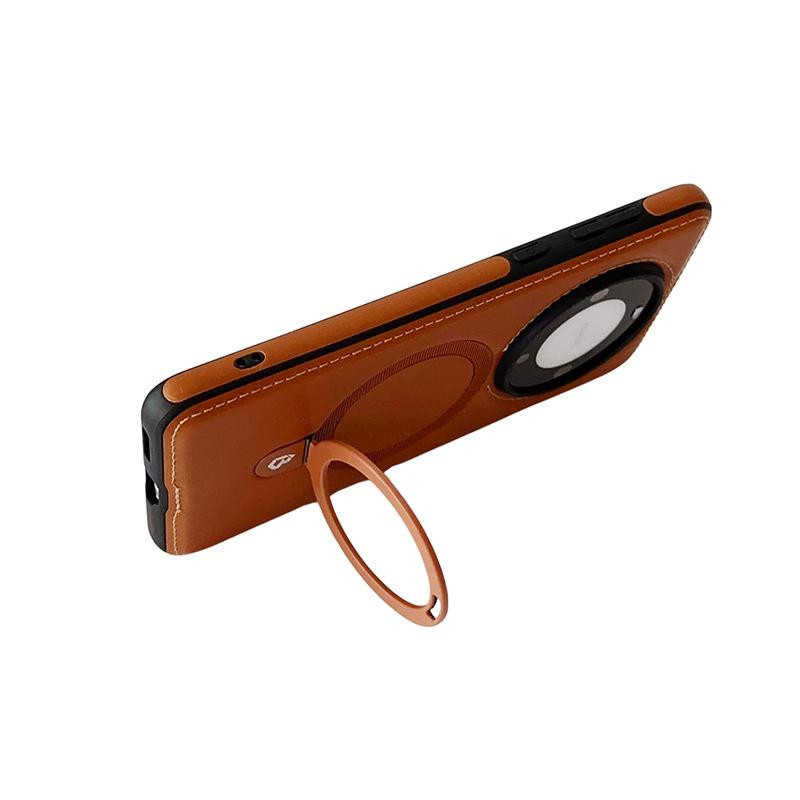 Suitable for Huawei Mate60pro Mobile Phone Case Magnetic Suction Bracket M60 Full-inclusive Anti-fall High-end Business Men's Leather Case